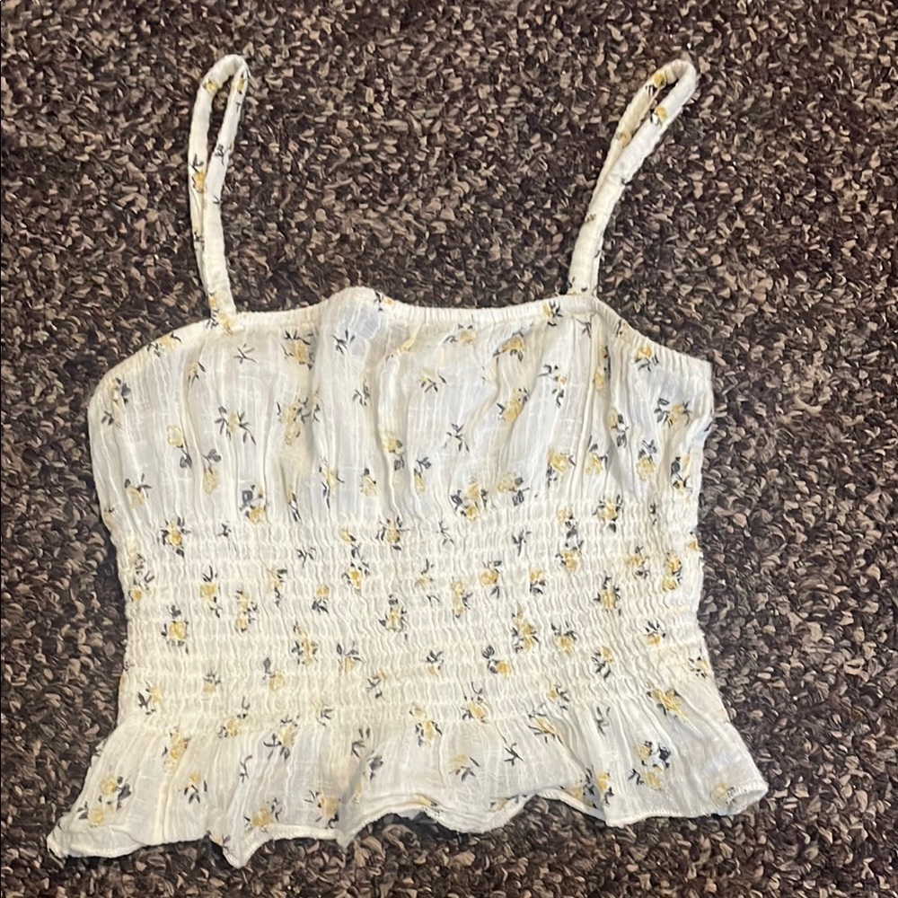 Floral Smocked White Top